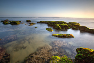 Scenic view of amazing tropical beach. Nature composition and vibrant colors.