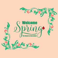 Unique leaf and wreath frame, for seamless welcome spring greeting card concept. Vector