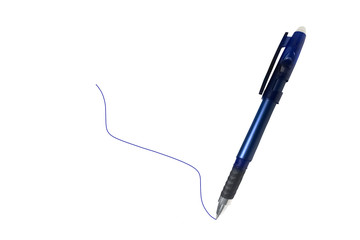 Fototapeta premium Blue pen draw lines on white