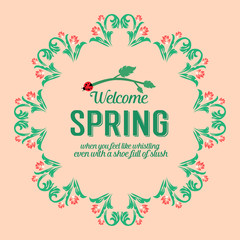 Invitation card wallpapers design for welcome spring, with seamless leaf and flower frame. Vector
