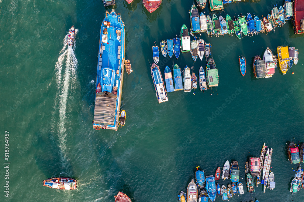 Poster Aerial view of Aberdeen Typhoon Shelters and Ap Lei Chau, Hong Kong