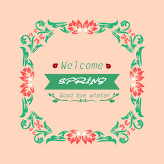 Invitation card wallpapers design for welcome spring, with seamless leaf and flower frame. Vector