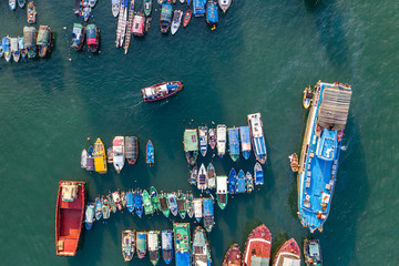 Aerial view of Aberdeen Typhoon Shelters and Ap Lei Chau, Hong Kong