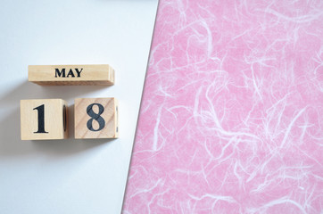 March 18, Empty white - pink background.