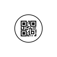 Scanning black round simple qarcode on phone screen icon, for interface concept elements, app ui ux web button logo.vector design