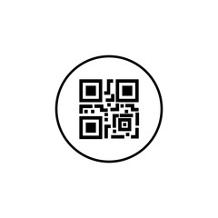 Scanning black round simple qarcode on phone screen icon, for interface concept elements, app ui ux web button logo.vector design