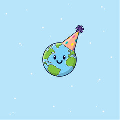 Happy Earth Day Globe Cartoon