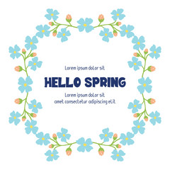 Elegant white background, with ornate leaf and flower frame, for hello spring greeting card design. Vector