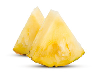 Ripe pineapple slice isolated on white with clipping path.