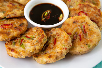 Mung-bean pancake which is called Bindaetteok