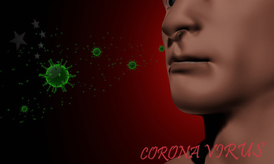 coronavirus attacking lung with severe pneumonia disintegrating it, leading to death. 3D rendering.