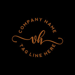 Initial Letter VH Signature Handwriting and Elegant Logo Design Vector