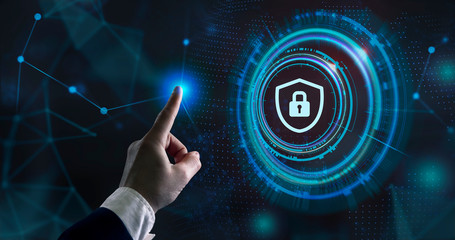 Cyber security data protection business technology privacy concept. Young businessman  select the...