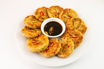 Mung-bean pancake which is called Bindaetteok