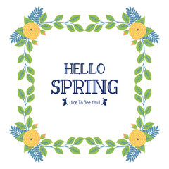 Seamless pattern of leaf and floral frame, for hello spring greeting card template design. Vector