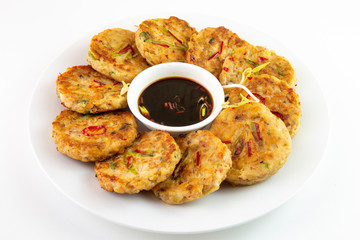 Mung-bean pancake which is called Bindaetteok