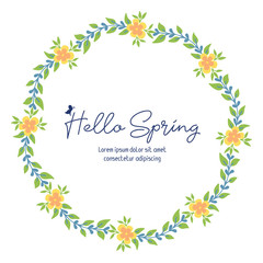 Simple shape pattern of leaf and flower frame, for hello spring greeting card template design. Vector