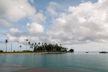 Scenic view of amazing tropical beach. Nature composition and vibrant colors.