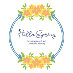Beautiful Crowd of leaf and yellow flower frame, for hello spring greeting card template design. Vector