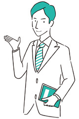 手描き1color スーツの男性　紹介