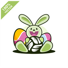 Volleyball ball with easter rabbit vector illustration