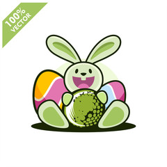Golf ball with easter rabbit vector illustration