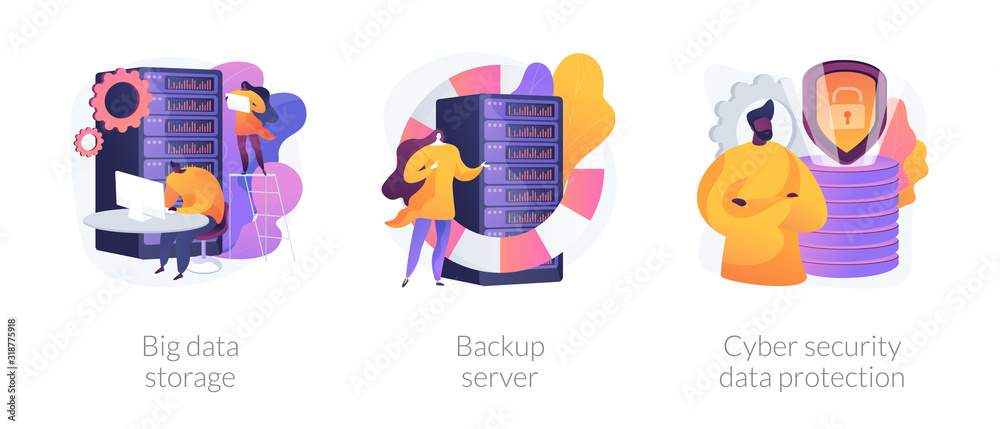Poster computer access protection and database security software. big data storage, backup server, cybersec