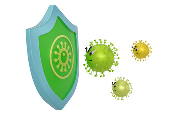 Battles Coronavirus outbreak, Coronavirus 2019-nC0V Outbreak. 3D Cartoon Coronavirus in white background 3d illustration