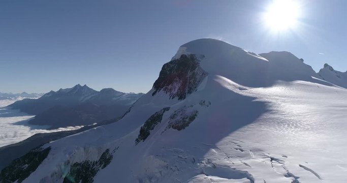Aerial of the Breithorn glacier, Zermatt, Wallis, Switzerland