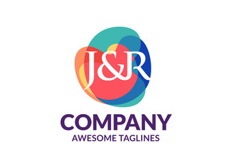 initial letter J and r symbol with abstract colorful background logo concept