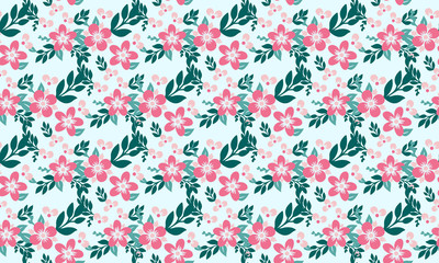 Romantic valentine pink floral pattern background, with elegant leaf and flower design.