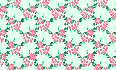 Elegant pink rose flower for valentine, with pattern background of leaf and floral.