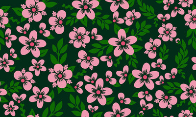 Beautiful pink rose flower for valentine, with floral pattern wallpaper background.