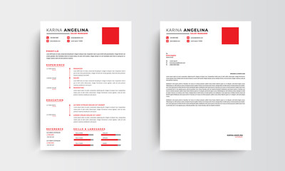 Professional minimalist CV resume and letterhead template design , red and orange  - vector