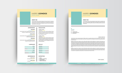 Professional minimalist CV resume and letterhead template design , red and orange  - vector