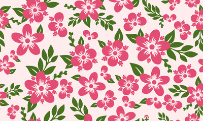 Floral pattern background for valentine, with elegant of leaf and floral drawing concept.