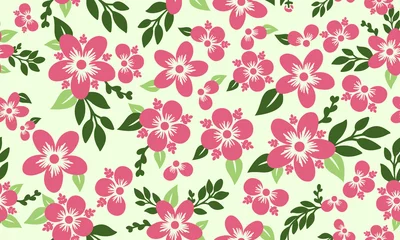 Fototapeten Floral pattern background for valentine, with elegant of leaf and floral drawing concept. © StockFloral