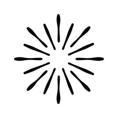 Retro sun Burst shape and vintage sunburst explosion. Light rays of burst. Vintage logo, labels, badges. Geometric shapes stars and vector design element isolated. Minimal black firework burst
