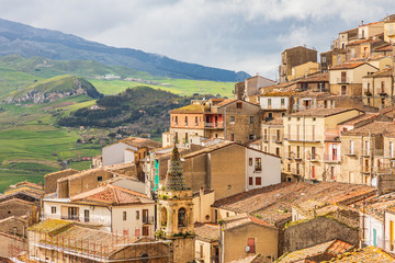 Fototapeta na wymiar Italy, Sicily, Palermo Province, Gangi. View of the town of Gangi in the mountains of Sicily.