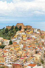 Italy, Sicily, Messina Province, Caronia. The medieval hilltop town Caronia, built around a Norman castle.