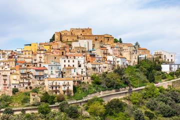 Fototapeta na wymiar Italy, Sicily, Messina Province, Caronia. The medieval hilltop town Caronia, built around a Norman castle.