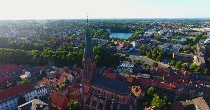Aerial Drone Shot of Luneburg City Lower Saxony Germany
