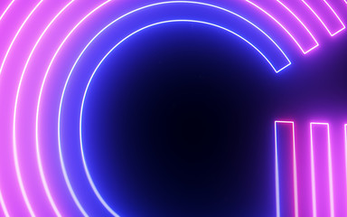 Fototapeta premium Glowing & Shining Colorful Neon Line Light Alphabet Abstract on Black Background