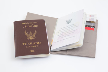 Leather wallet with Passport Thailand