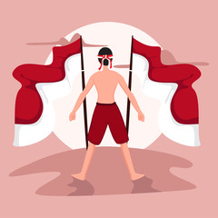 Indonesia Independence Day Flat Illustration