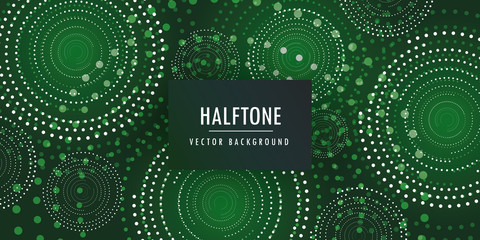 Dotted gradient design for your business. Creative geometric background in halftone style with colored spots.