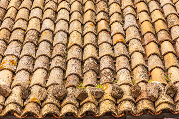 Italy, Sicily, Enna Province, Centuripe. Terra cotta tiled roof in the ancient hill town of Centuripe.
