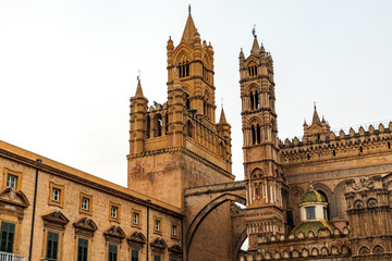 Fototapeta premium Italy, Sicily, Province of Palermo, Palermo. The Cathedral of Palermo, a UNESCO World Heritage Site, constructed in 1184.