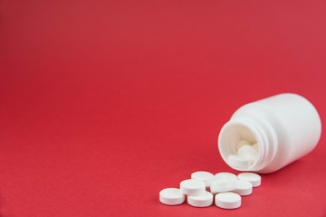  Medical drug in pills for treatment. Health care and pharmacy concept