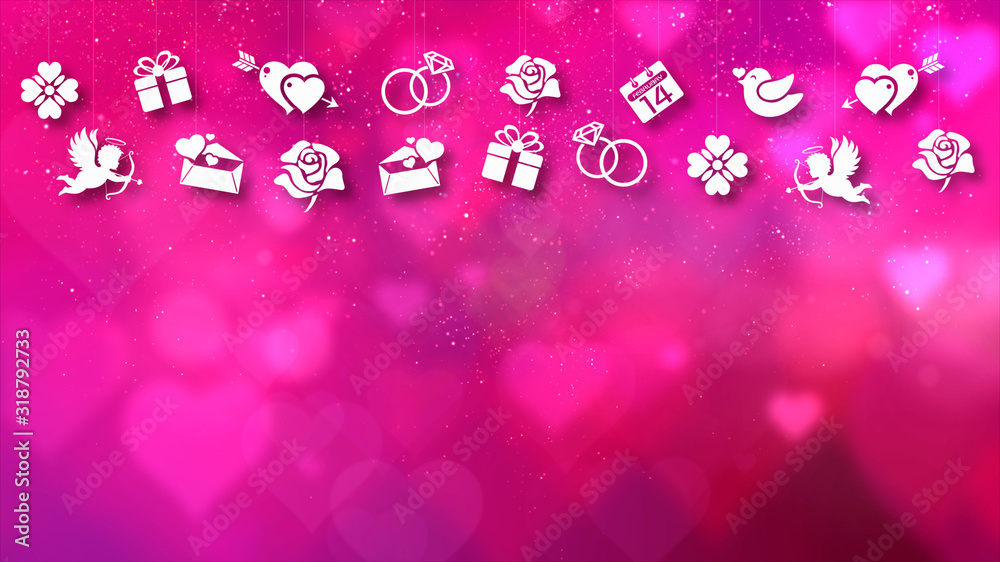Aufkleber happy valentine theme decoration motion particles animation with drop down graphic icons associated 